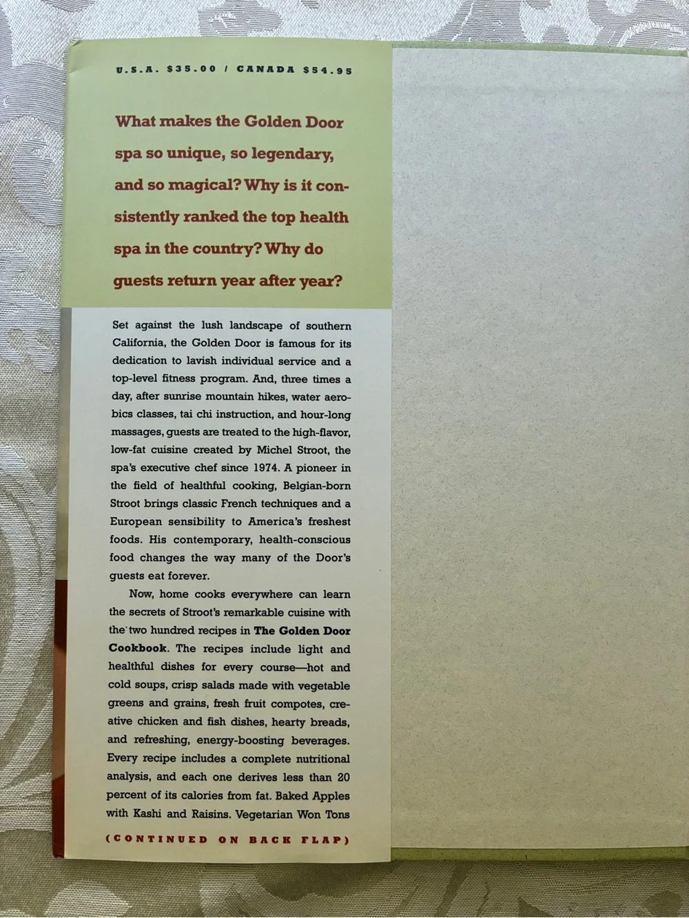 The Golden Door Cookbook by Michel Stroot Hardcover 302 Pages